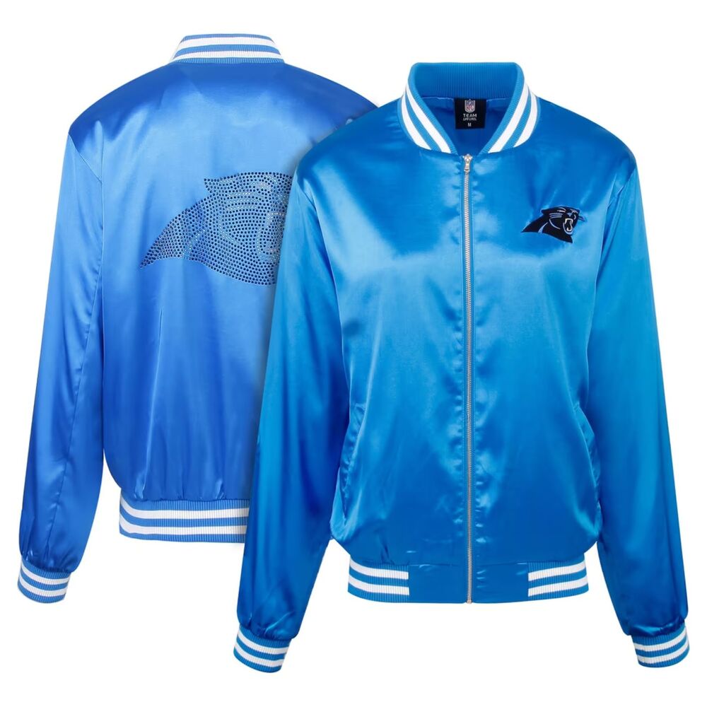 Women's Cuce Blue Carolina Panthers Full-Zip Varsity Jacket